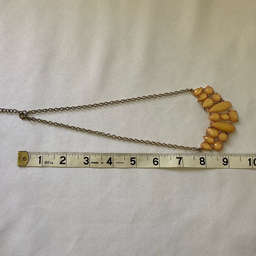 Glittery Orange Rhinestone Statement Necklace Gold Chain - Picture 8 of 9
